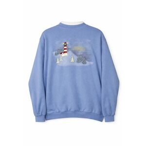 Day Breeze Vintage Lighthouse Graphic Sweatshirt Blue Embroidered Pullover L